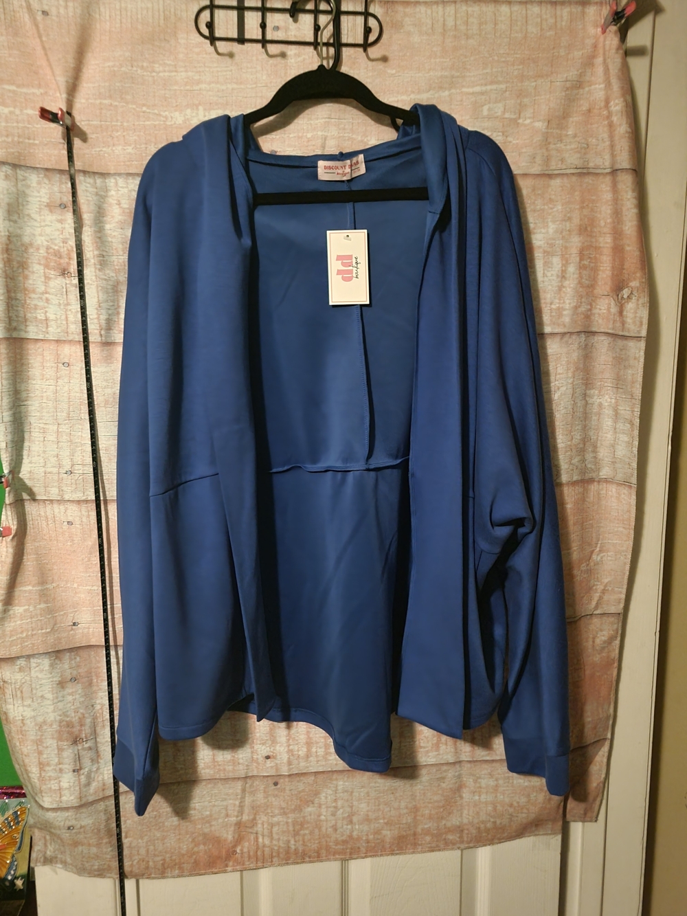 Blue Draped Open-Front Jacket